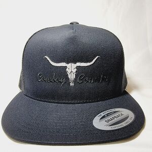 Cowboy Country Black Phantom Flat Bill Snapback Direct Embroidered Hat